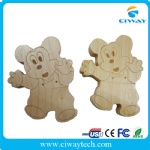 Wooden cartoon mickey mouse usb flash drive