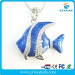 Jewelry/Diamond waterproof fish design USB flash drive