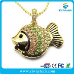 Jewelry/Diamond waterproof fish design USB flash drive