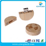 eco wooden bamboo round car key usb flash drive